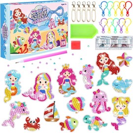 15pcs Manualidades para niñas, Llaveros de Kit Artesanía DIY, kit de pintura de diamantes para niños,Juego de Pintura de Diamantes para Niños, Regalos para Niñas y Niños de Cumpleaños (3-12 años) (llavero)