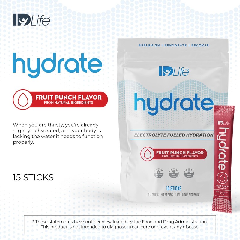 IDLife Fruit Punch Hydrate Drink Powder - Instant Electrolyte Fueled