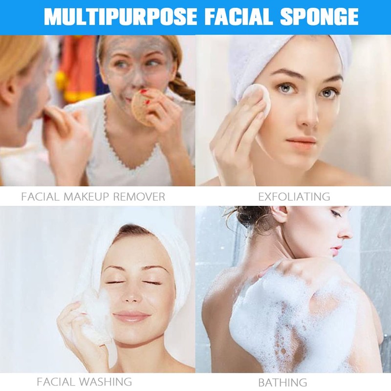 Esponja facial comprimida, 60 unidades de PVA profesional para eliminar