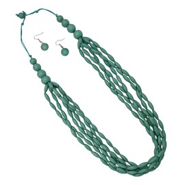 Rosemarie & Jubalee - Juego de collar de abalorio oblongas facetadas con múltiples hebras para mujer, diseño bohemio, 30 pulgadas + extensor de 2 pulgadas, Metal, Howlita