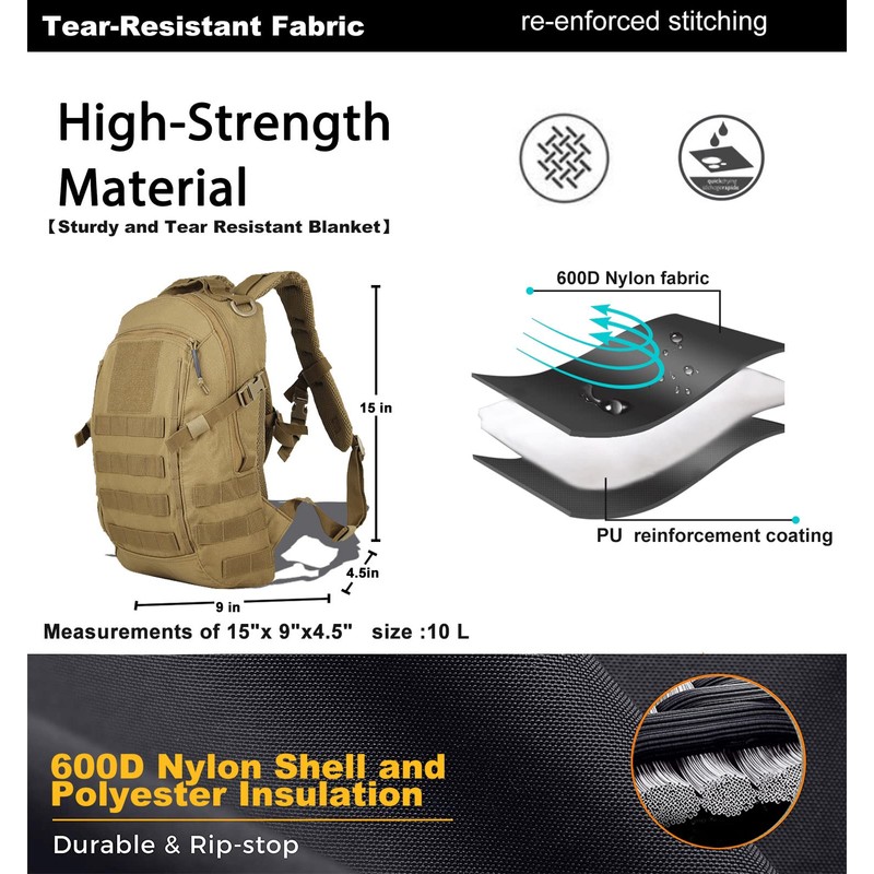 Miramrax 12L Small Backpack Day Pack - Mini Tactical Backpacks