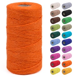 JeogYong 2mm Jute Twine String 328 Feet Natural Thick Garden Twine for Crafts, Outdoor, Gardening, Gift Wrapping, Plants, Packing Materials (Orange)