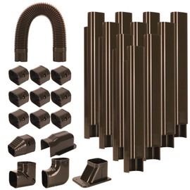 GUEQUITLEX 3" W 16.1 Ft Line Set Cover Kit for Mini Split Air Conditioner Brown Decorative PVC Line Cover Kit for Central Air Conditioner Mini Split AC Cover for Outside Heat Pumps Tubing Cover