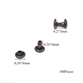 YiIin 6mm Cap x 6mm Post Leather Rivet Gun Black Double Cap Rivets Decorative Rivets Metal Studs Rivets for Leather Purse Keyrings Repair and Crafts Decoration 100 Sets