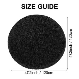 Fixseed Round Rug Black Fluffy Rug for Bedroom 4 Ft Circle Rug for Kids Room, Soft Floor Mat Modern Rug Shag Fuzzy Plush Soft Carpets for Living Room Nursery Dorm Teen Girls and Boys Room Decor