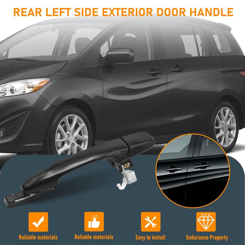 Newnessai C243-73-410K Rear Left Side Exterior Door Handle, Replacement for
