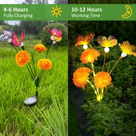 AAOVEFOX Solar Garden Lights, Solar Flower Lights Outdoor with Butterfly Decorations, Flower Garden Lights with Swaying Butterflies, Outdoor Decor for Yard Pathway Patio