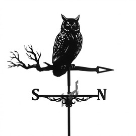 Metal Weather Vane Wind Direction Indicator Outdoor Owl Weather Vanes Roof Mount Yard Patio Wind Vanes for OutsideYard Farm Garden Patio Decoration