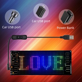 LED Sign for Car, 6.8''x2.75''Flexible LED Matrix Panel USB 5V Bluetooth Application Control DIY Programmable Scrolling Sign for Car Party Wedding Festival