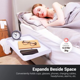 KIWIFOTOS Bedside Shelf for Bed, Bedside Tray Table Under Mattress for Box Spring Bed/Plate Bed/Platform Bed, Small Bed Tray Nightstand Shelf Bedside Caddy for College Dorm Bed (Bedside Shelf 12.9")