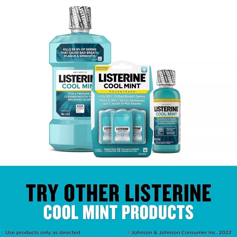 Listerine Cool Mint Pocketpaks Breath Strips Kills Bad Breath Germs