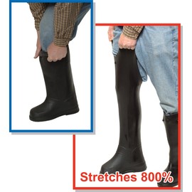 TREDS 14852 Super Tough 12" Pull-On Stretch Rubber Overboots for Rain, Slush, Snow and Construction, Large (One Pair)
