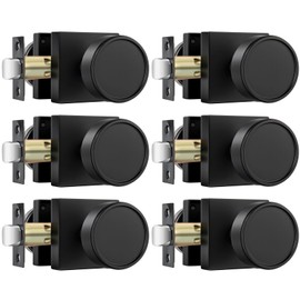 goldenwarm Black Passage Door Knobs Interior, Zinc-Alloy Round Matte Black Closet Door Knobs Heavy Duty Hall Closet Doorknobs, Hallway - 6 Pack