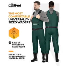 Foxelli Chest Waders, Waterproof 4mm Neoprene Hunting & Fishing Waders for Men & Women with Boots