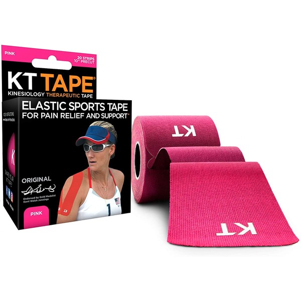 KT Tape Original Cotton Elastic Kinesiology Therapeutic Athletic Tape, 20 Pack, 10” Cut Strips