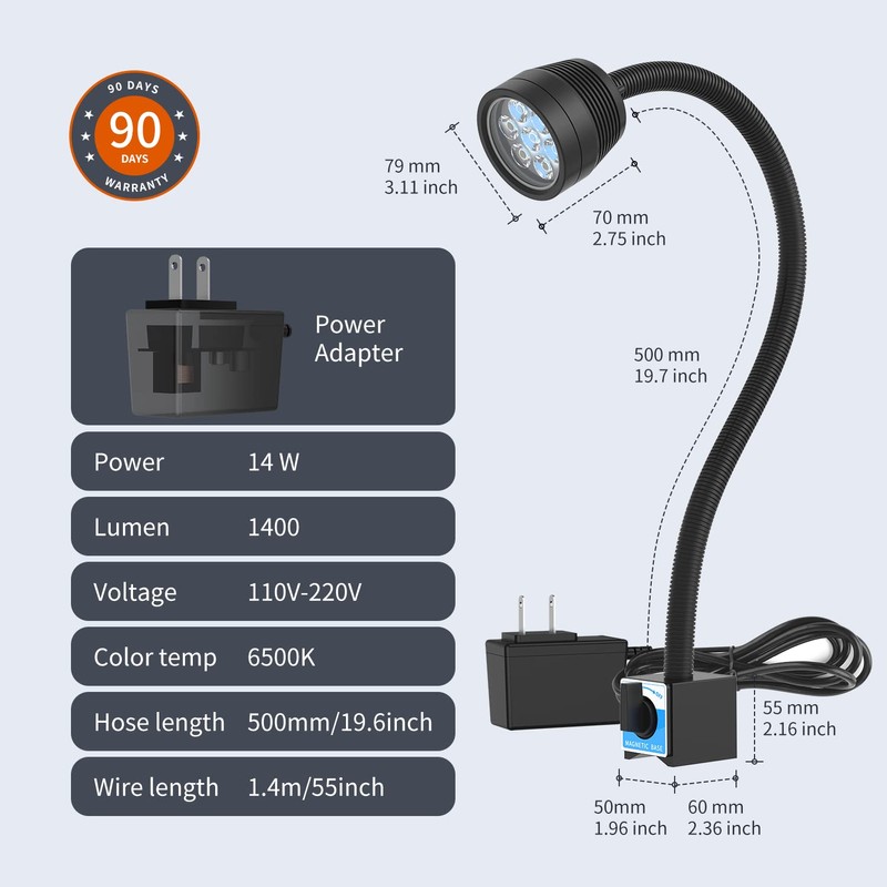 Led Machine Light, Flexible IP66 Waterproof 1400 Lumens 110V-220V with