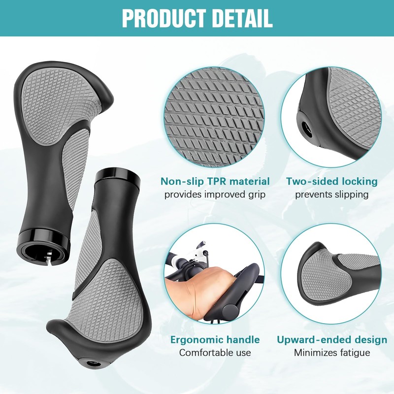 Ergonomic Bicycle Handlebar Grips with Foldable Repair Tool, 22 mm