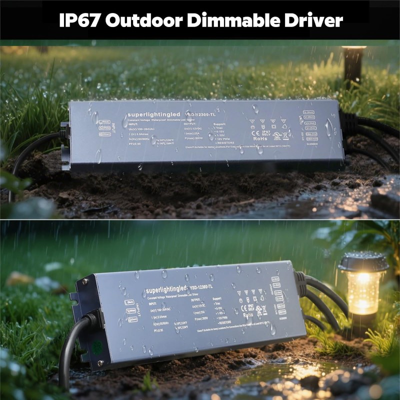 DC12V 300W 0/1-10V TRIAC Waterproof IP67 Power Supply (12V 300W