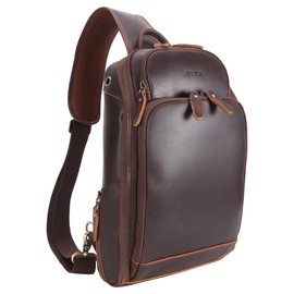STAR VISTA Caracalla Full Grain Leather Sling Bag, Crossbody Chest Bag, Minimalist Design, Casual Daypack, YKK Zippers (Medium (12.9" Tablet))