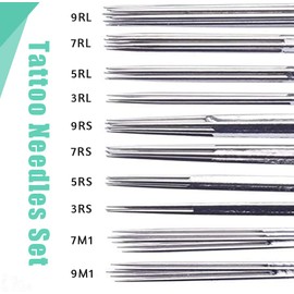 Tattoo Needles Set - Autdor 50PCS Mixed Tattoo Needles 3RL,5RL,7RL,9RL,3RS,5RS,7RS,9RS,5M1,7M1 Disposable Sterile Tattoo Gun Needles Assorted Liners, Shaders and Magnum for Tattoo Machine,Tattoo Kit and Tattoo Supplies (RL/RS/M1-Mixed-50pcs)