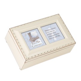 Cottage Garden First Holy Communion Know The Joy Matte Ivory Rope Trim Petite Music Box Plays Ave Maria