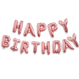Happy Birthday Balloons Banner (3D Pink Lettering) Mylar Foil Letters | Inflatable Party Decor and Event Decorations for Kids and Adults | Reusable, Ecofriendly Fun