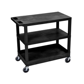 LUXOR EC221-B 32" x 18" Cart - Two Flat/One Tub Shelves