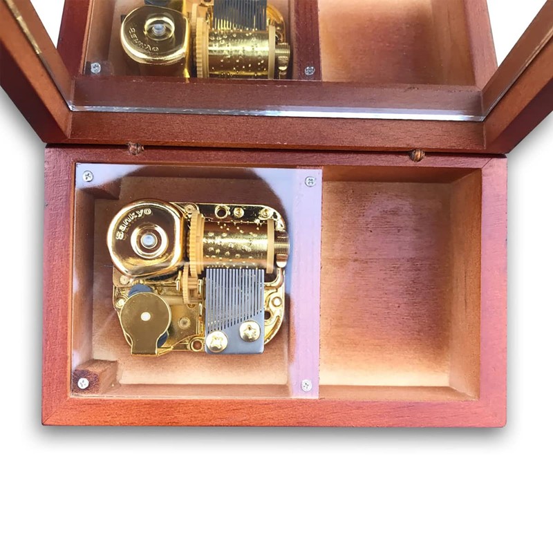 BinkeGG Brown Color Wooden Jewelry Box Music Box with Sankyo
