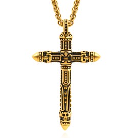 Oaldilee Gold Cross Necklace for Men Crucifix Pendant Necklace Jewelry