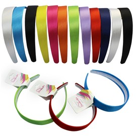 CoverYourHair Narrow Satin Headbands - 2.5 cm - 12 Beautiful Hard Headbands