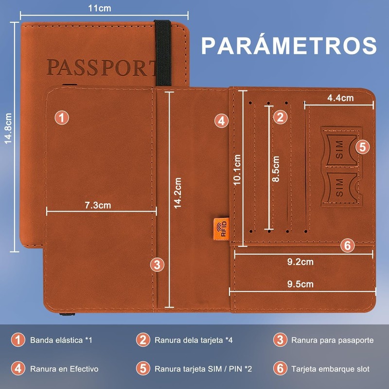 2 PACK Cartera para Pasaporte RFID, Pasaporte Funda para Hombres