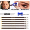 JUAAZIN 6Pcs Long Eyebrow Pencils Set - Brown Natural Look,