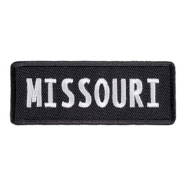 PatchStop Missouri State Iron On Patches for Clothing Backpacks Jeans | Black and White Motorcycle Patch Sew On Custom Jackets Hats Tactical Bags | 3.25x1.25in Small Trendy DIY Embroidered Applique