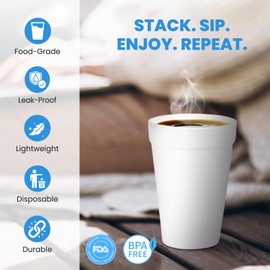 StockHomery 8 Oz Foam Cups Lightweight Insulated Foam Cups for Coffee, Cold Drinks & Other Hot Beverages - Disposable Drinking Cups for Parties, Picnic, BBQ, Travel, & Events (600 Pack)