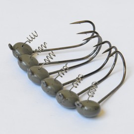 Alichino Multi Size Tungsten Shaky jig Head,Tungsten jig Head for bass (Green Pumpkin, 3/8oz 4/0, 6PCS)