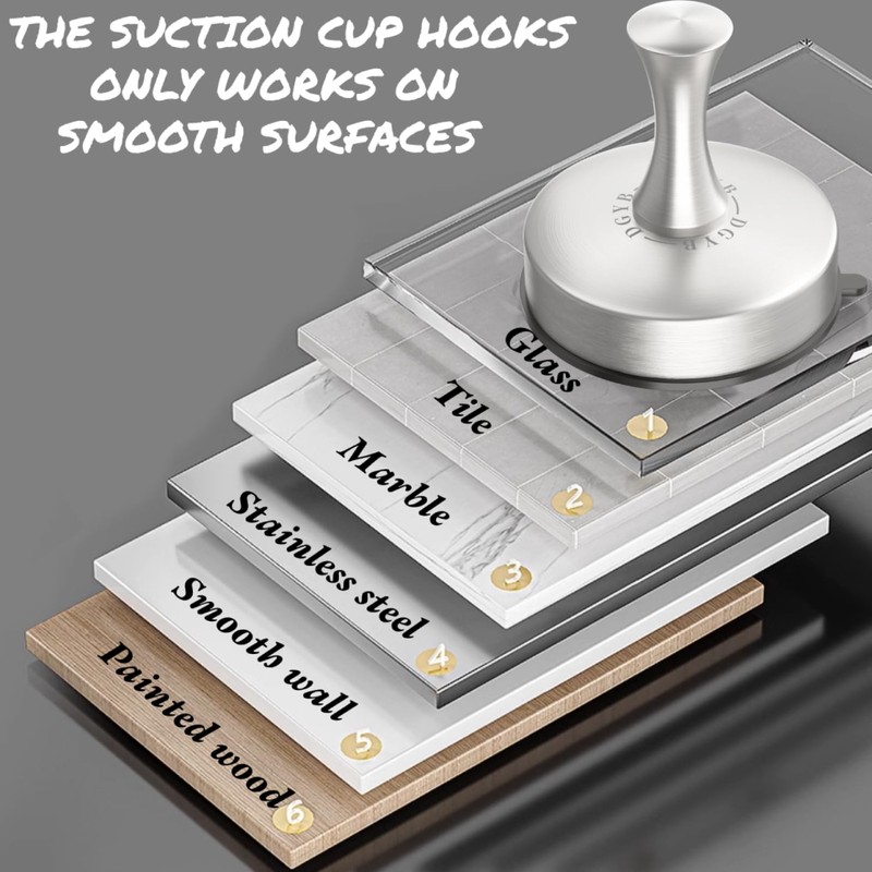 DGYB Suction Cup Hooks for Shower 2-Pcs Heavy-Duty 15LB Max
