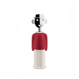 Alessi AAM23 R Design Corkscrew, Chrome Zamak and Thermoplastic Resin, Red
