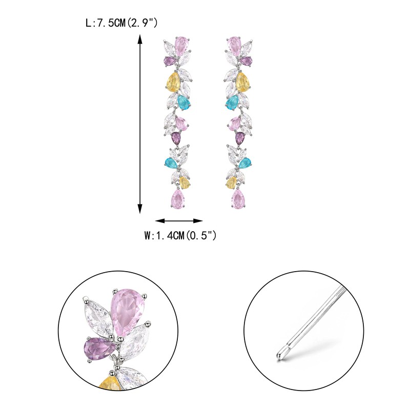 EVER FAITH Long Earrings with Cubic Zirconia for Women Party