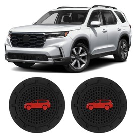 DWKJMYCP 2Pcs Car Cup Holder Coaster Compatible with 2023 2024 2025 Honda Pilot Interior Accessories Silicone Non-Slip Water Bottle Holder Pads Black Red