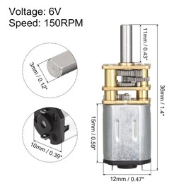 sourcing map Micro Speed Reduction Gear Motor, DC 6V 150RPM with Full Metal Gearbox for Lifts, Landing Gear, Mechanical Arms, 2pcs