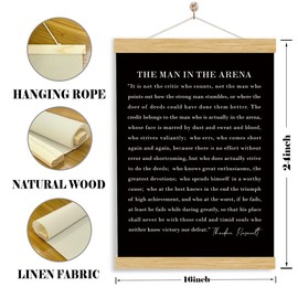 The Man In The Arena Quote Christian Hanging Flag Bible Verse Wall Decor Inspirational Fabric Print For Office Study Church Events Motivational Gifts For Christian Leaders Durable canvas Scripture Art