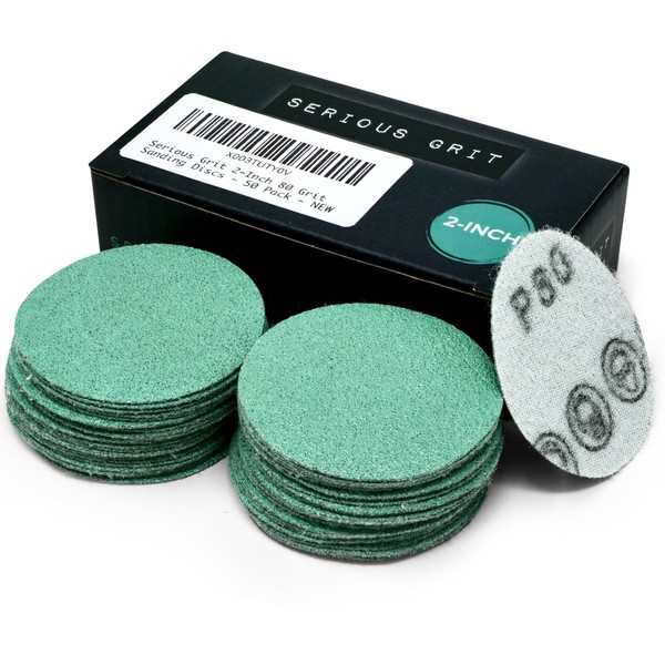 Serious Grit - 2-Inch 80 Grit Sanding Discs - Heavy-Duty