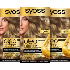 Syoss Oleo Intense Permanent Oil Colouration Hair Colour, 7-10 Natural Blonde with Nourishing Oil and Ammonia Free, Pack of 3 (3 x 115 ml)