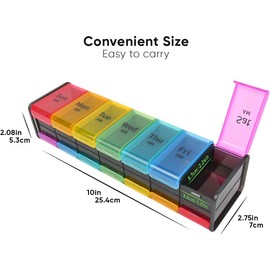 Pastillero Semanal Grande para medicamentos Portátil Caja Organizadora Grande 2 tomas por día Mañana y Noche - Organizador de Medicamentos y Caja de Almacenamiento