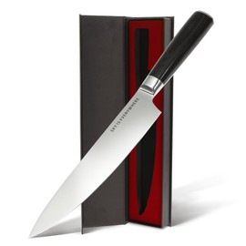 Japanese Chef Knife, 8-Inch Razor-Sharp 3Cr13 Stainless Steel Blade, Professional Ergonomic Color Wood Handle, Multipurpose Kitchen Knife for Chopping, Slicing, and Dicing – Includes Premium Gift Box