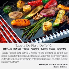 Mercader Digital 2 Pzs Tapete Fibra Teflón 30cmx40cm Asar Parrilla Bbq Carne