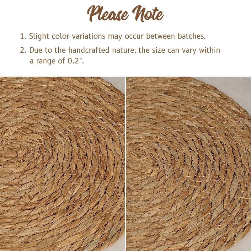 Round Woven Spring Placemats Set of 6, 12 Inch Seasonal