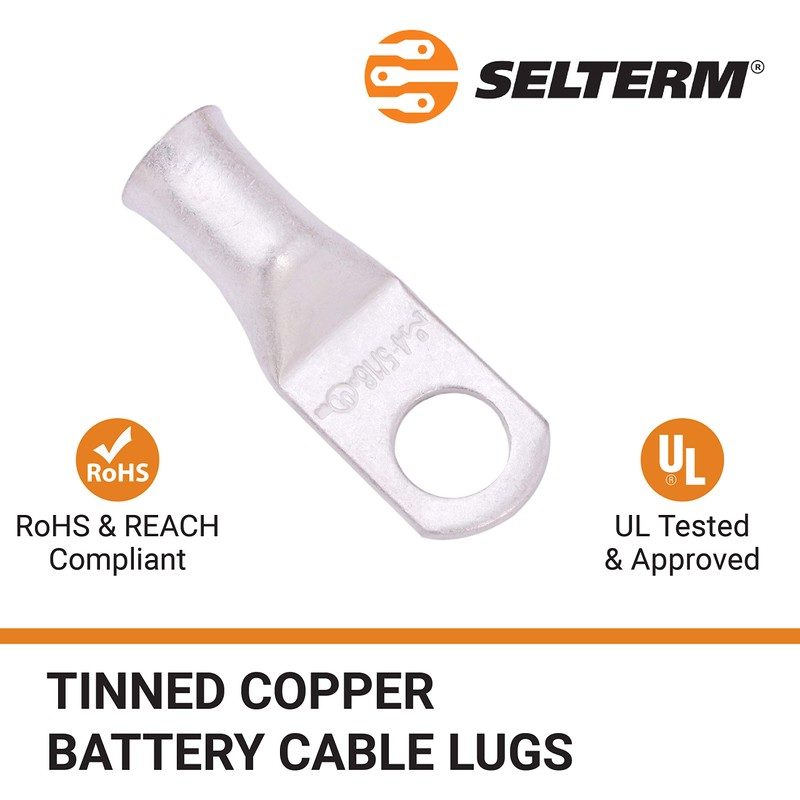 SELTERM 25pcs 4 AWG 5/16" Stud Marine Grade Tinned Copper