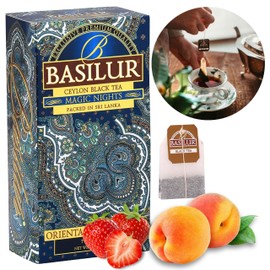 BASILUR Magic Nights Ceylon Black Tea with Strawberry, Apricot, Pineapple and Papaya Flavour, Bags 25 x 2g (x1)