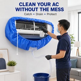 Wall Air Conditioner Cleaning Cover Bag with Drain Hose for Split AC Units